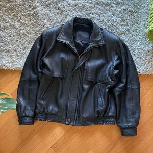 Vintage Leather Bomber Jacket - Men’s L-XL